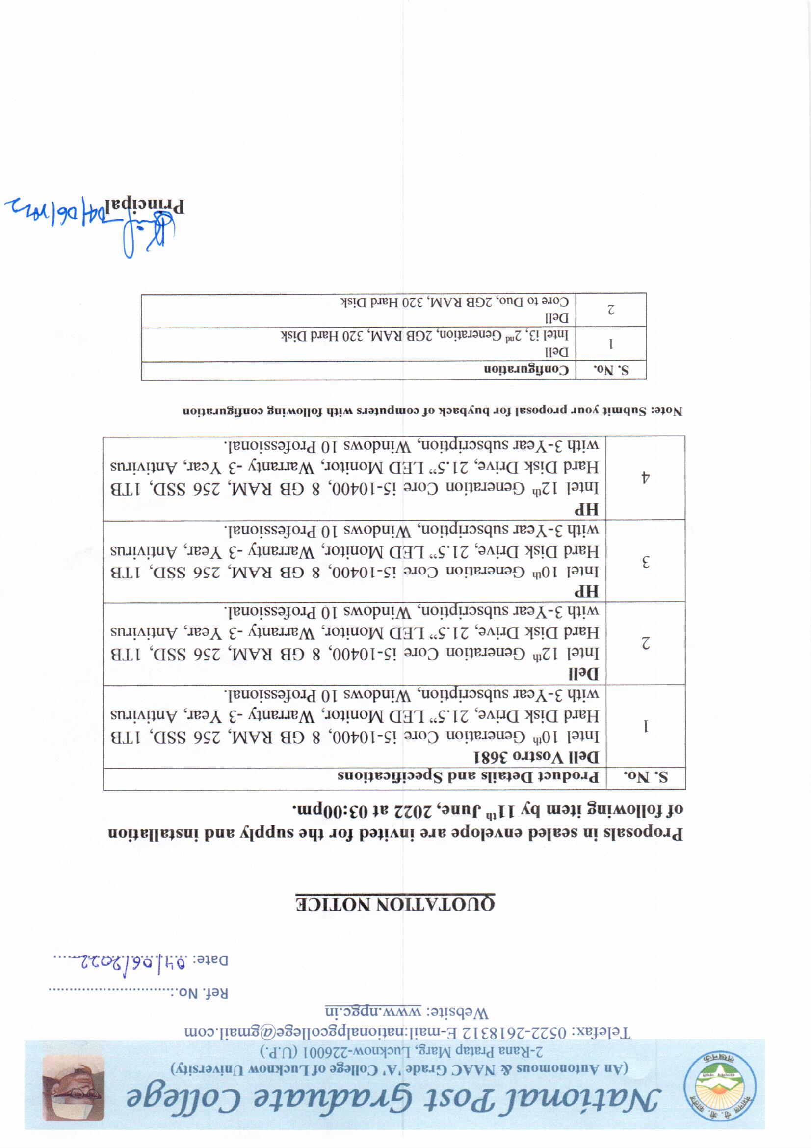 Quotation Notice for Desktop
